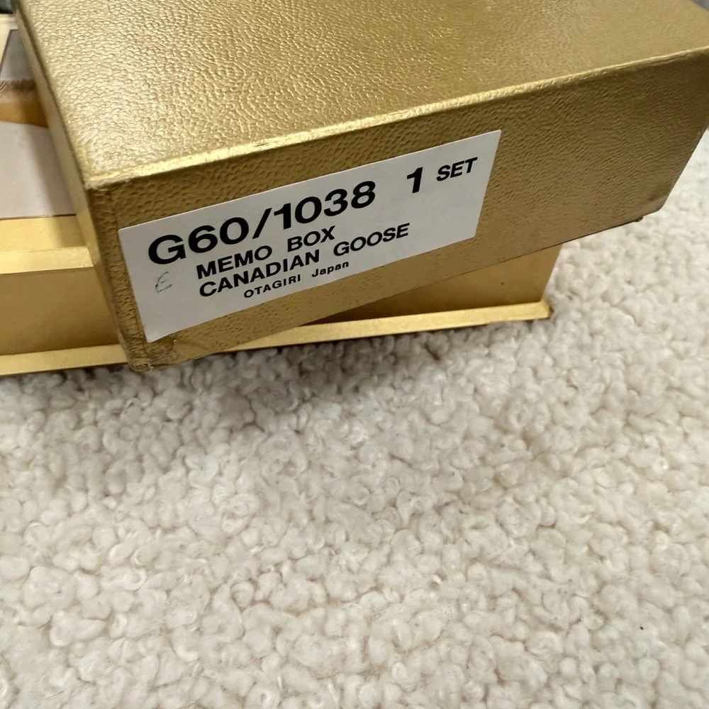 Vintage Otogiri‎ Japanese Memo Box Canadian Geese Gold Tone Wood Box
